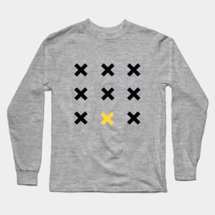 Black and Yellow X Pattern Long Sleeve T-Shirt